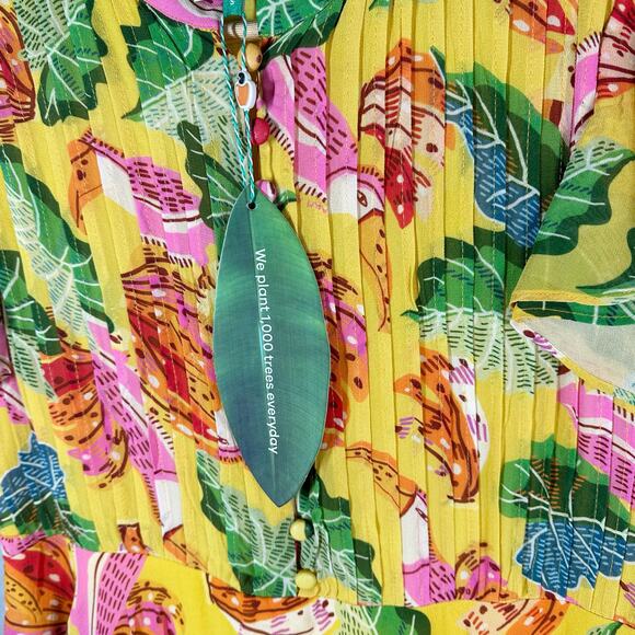 FARM RIO Beaks & Bananas Ruffle Flowy Casual Summer Mini Dress Small - Picture 6 of 13